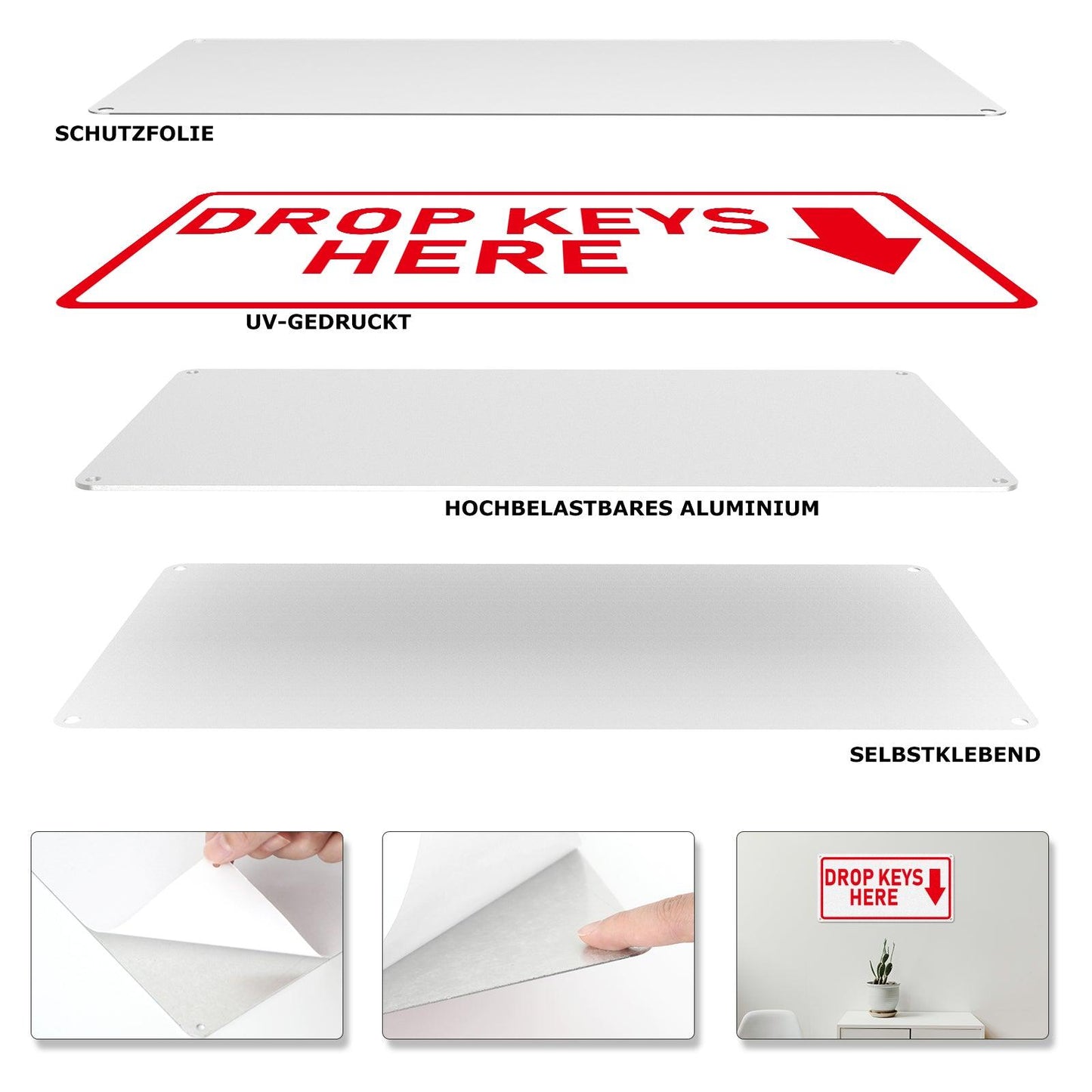Drop Keys Here Sign 12 x 6 Inches Aluminum Sign