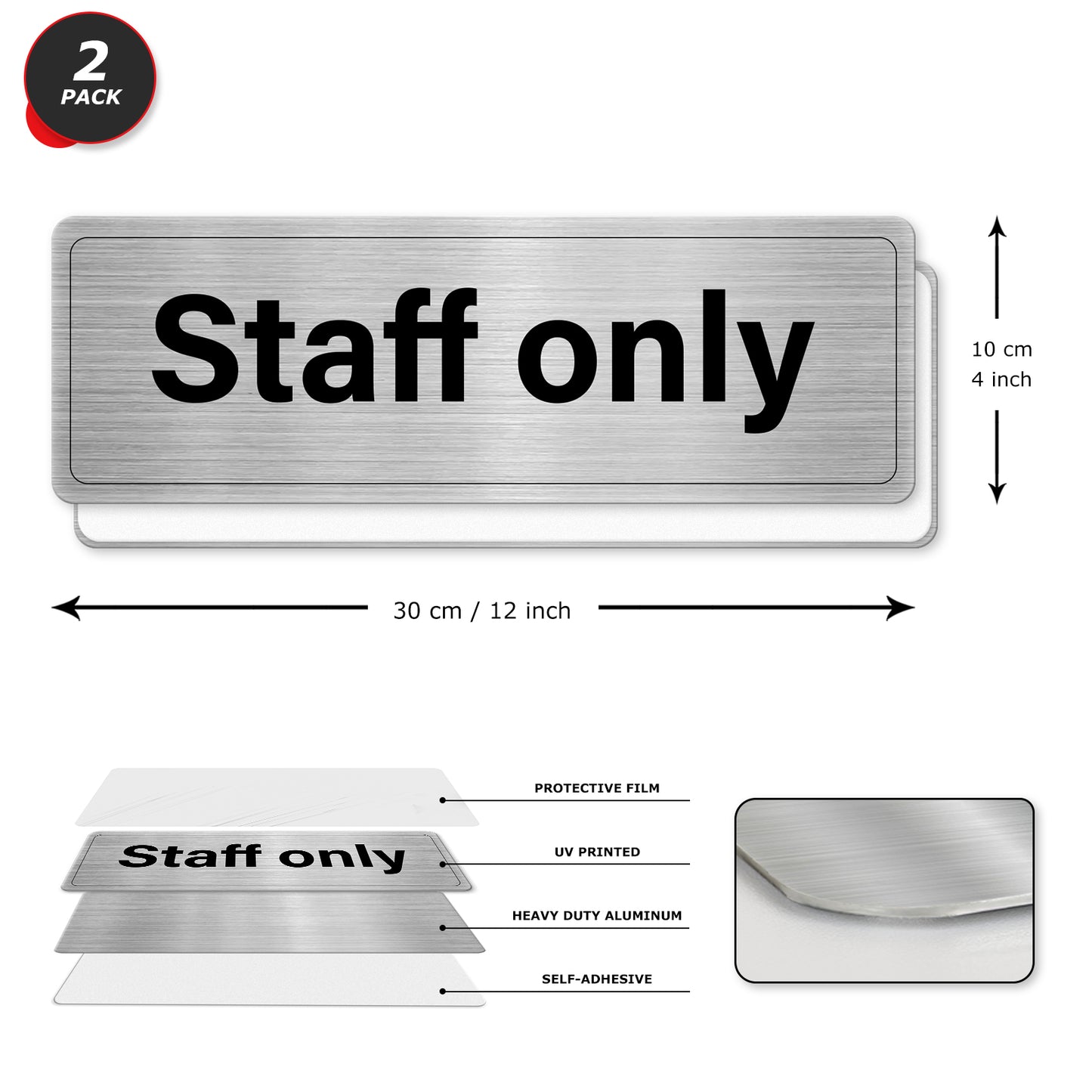 Staff Only 30 x 10 cm Aluminium Sign