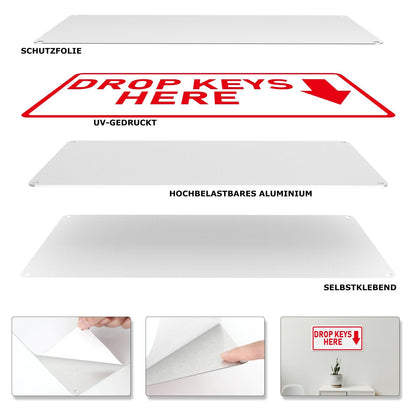 Drop Keys Here Sign 12 x 6 Inches Aluminum Sign