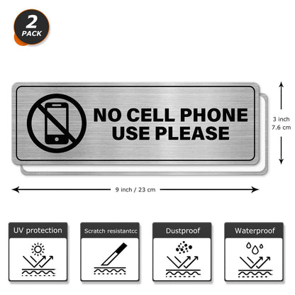 No Cell Phone Use Please 9 X 3 Inch Aluminum Sign