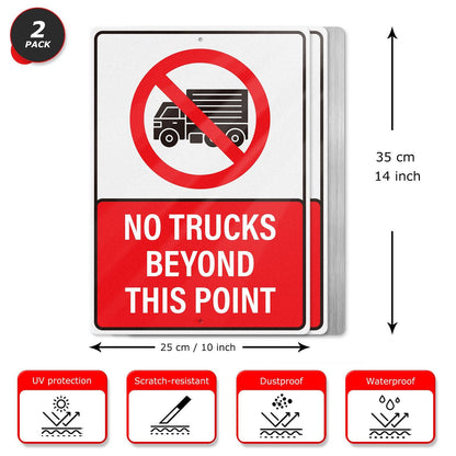 No Trucks Beyond This Point 10 x 14 Inch Aluminum Signs
