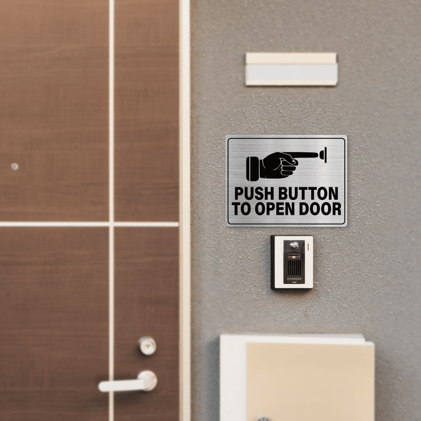 Push Button to Open Door 6 x 8 Inches Aluminum Sign