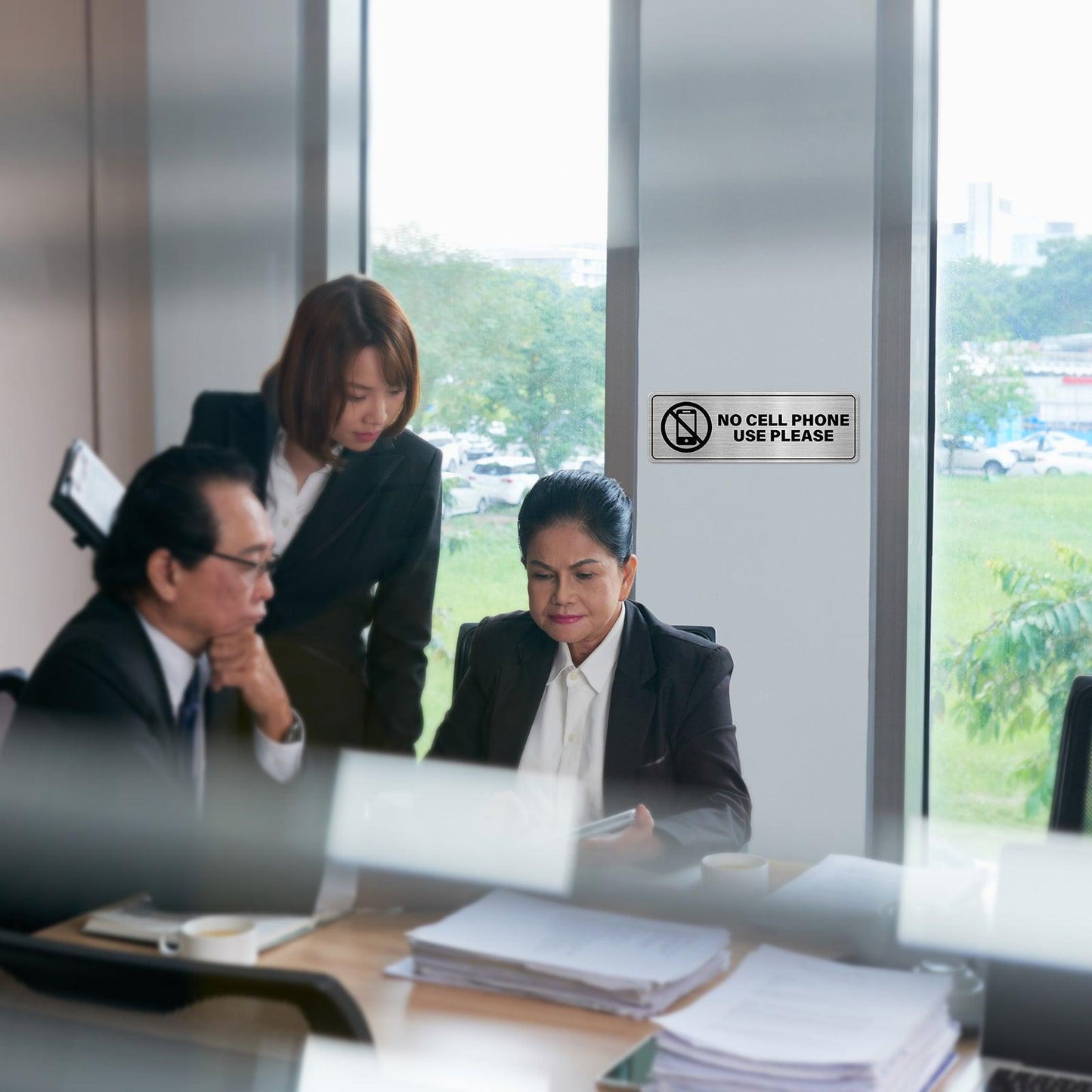 No Cell Phone Use Please 9 X 3 Inch Aluminum Sign