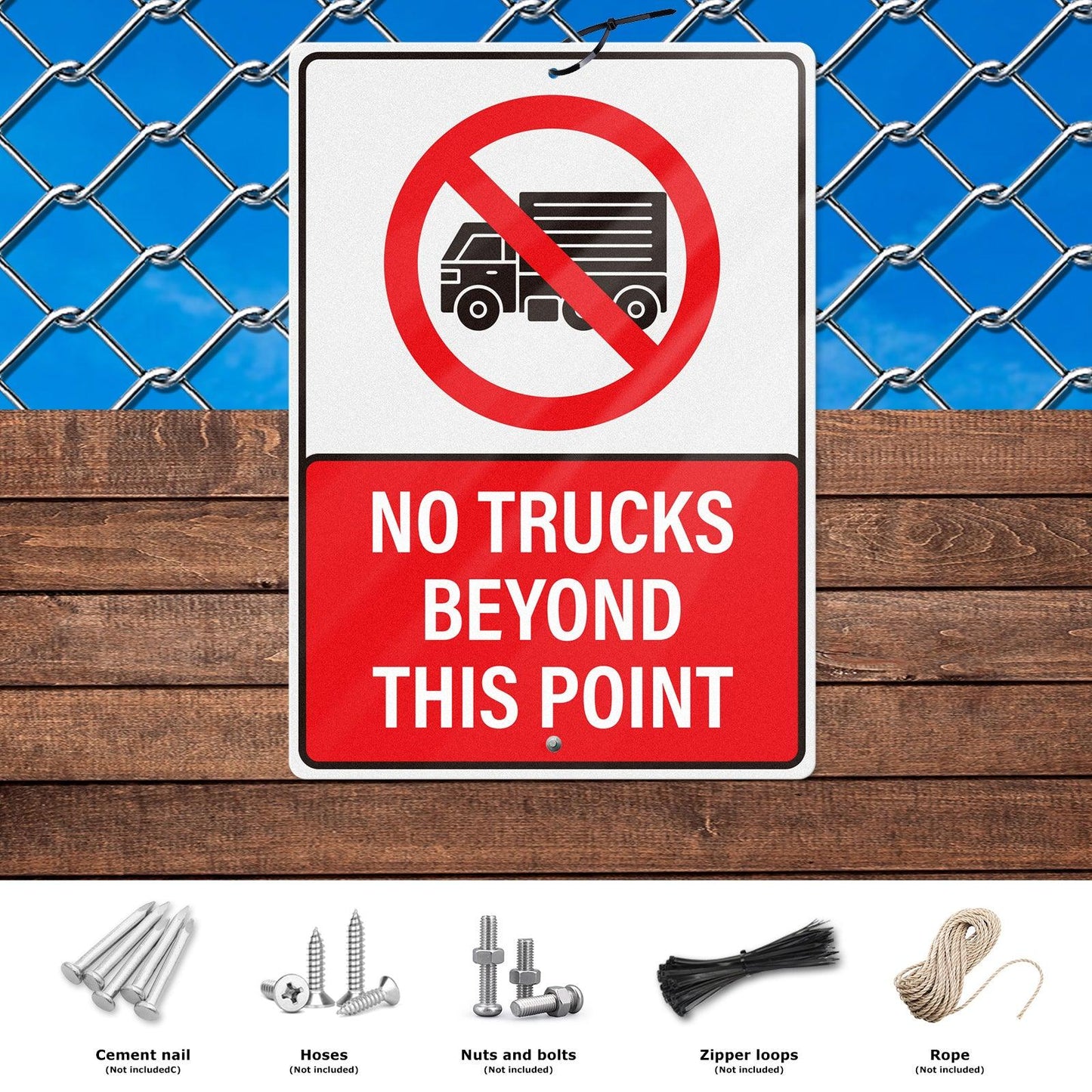 No Trucks Beyond This Point 10 x 14 Inch Aluminum Signs