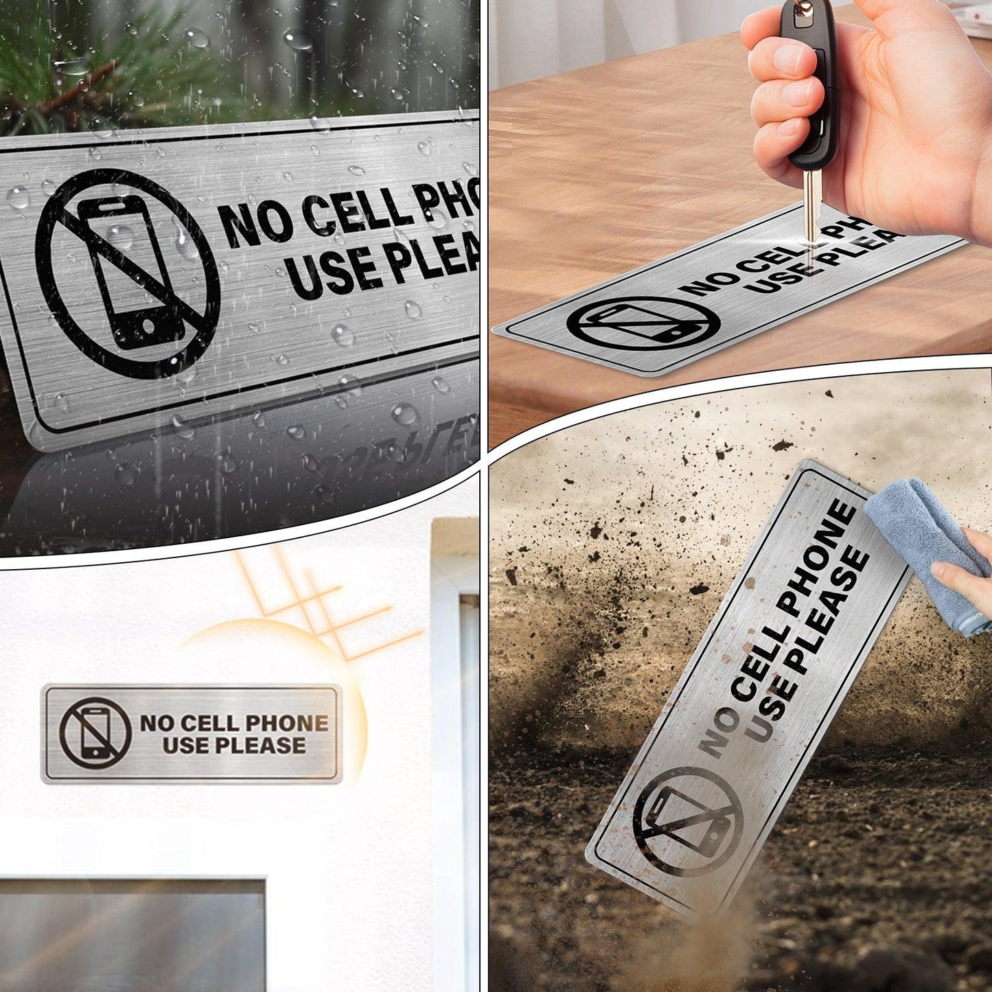 No Cell Phone Use Please 9 X 3 Inch Aluminum Sign