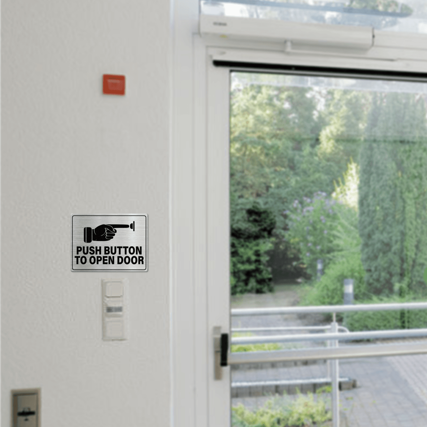 Push Button to Open Door 6 x 8 Inches Aluminum Sign
