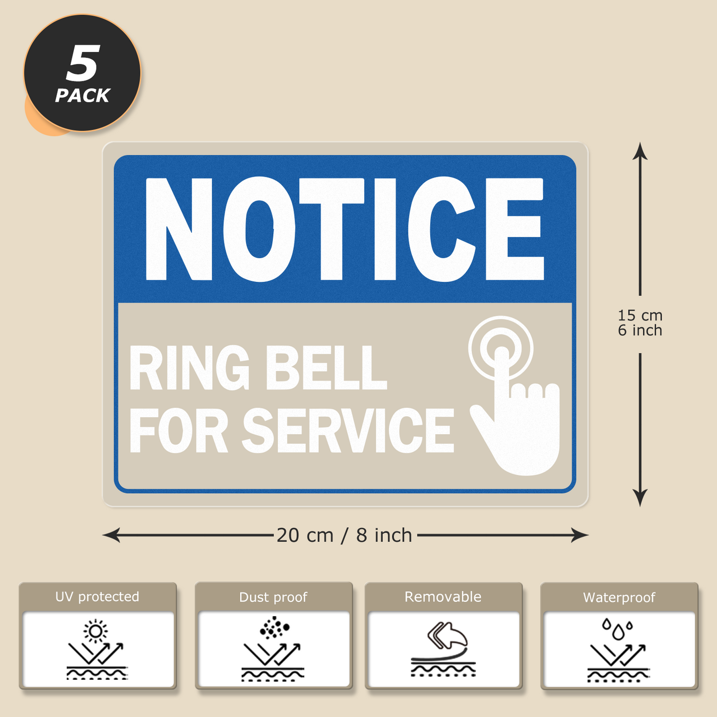 Notice Ring Bell for Service Vinyl Sticker