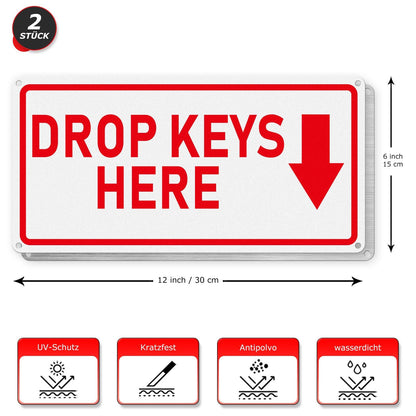 Drop Keys Here Sign 12 x 6 Inches Aluminum Sign