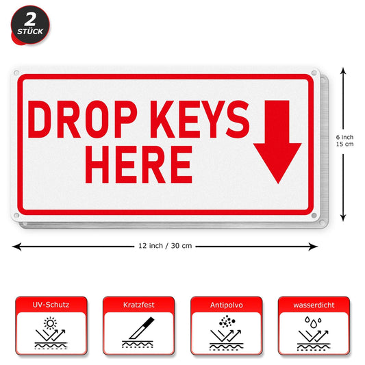 Drop Keys Here Sign 12 x 6 Inches Aluminum Sign