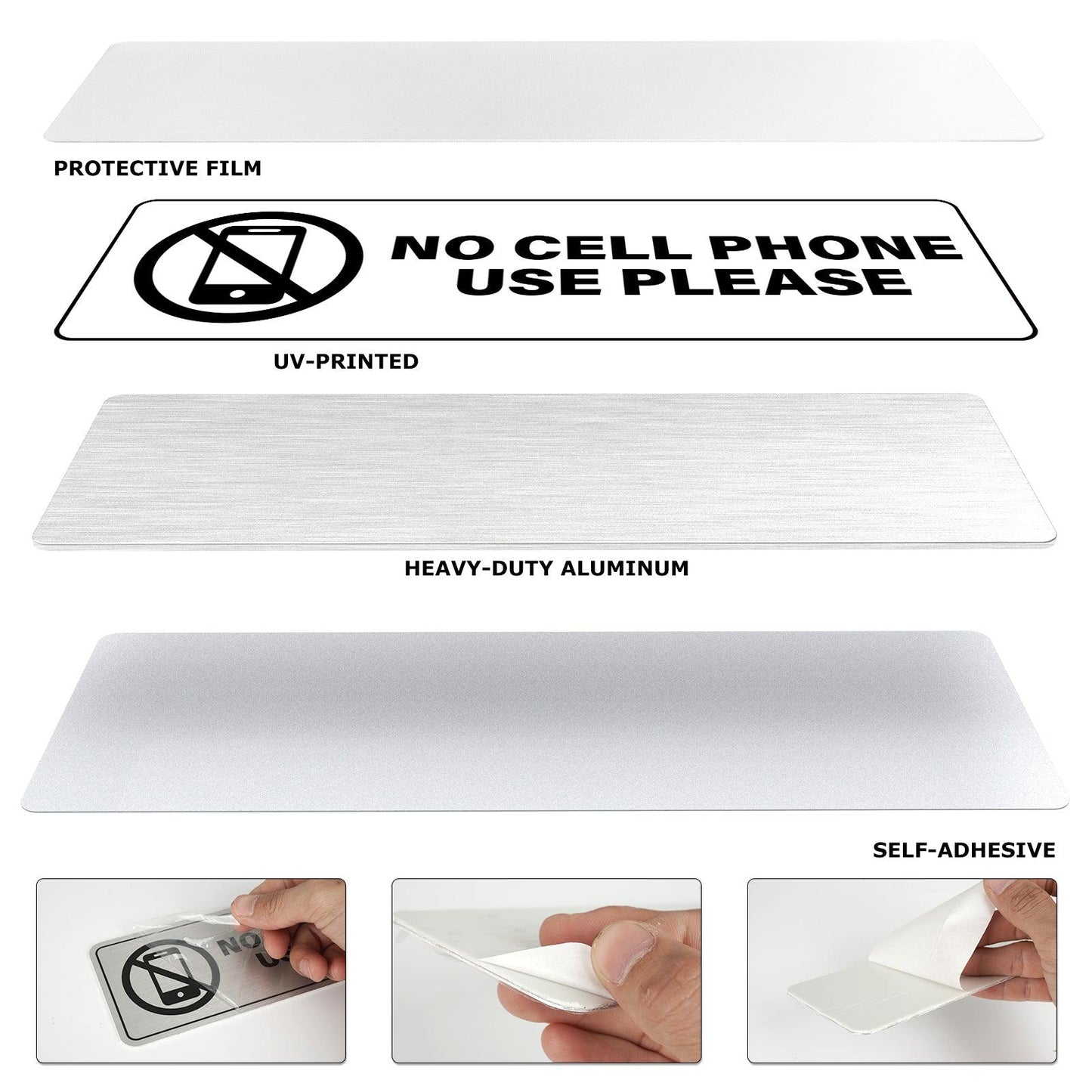 No Cell Phone Use Please 9 X 3 Inch Aluminum Sign