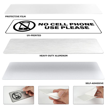 No Cell Phone Use Please 9 X 3 Inch Aluminum Sign