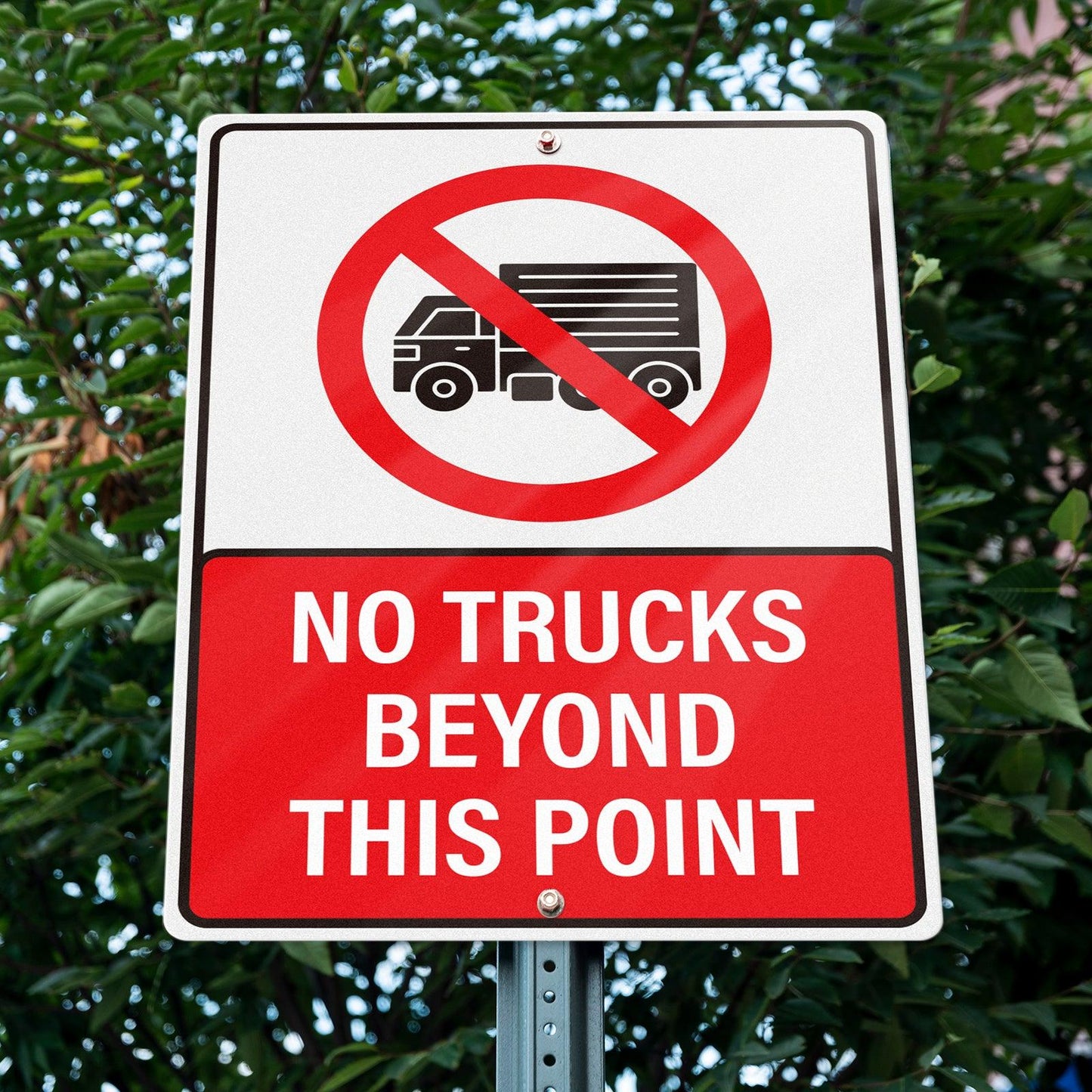 No Trucks Beyond This Point 10 x 14 Inch Aluminum Signs