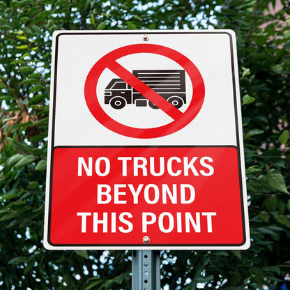 No Trucks Beyond This Point 10 x 14 Inch Aluminum Signs