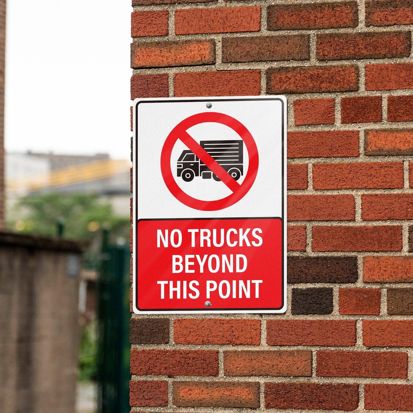 No Trucks Beyond This Point 10 x 14 Inch Aluminum Signs