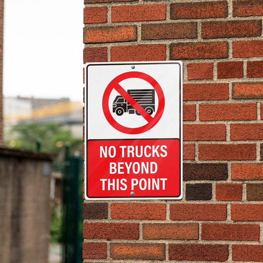 No Trucks Beyond This Point 10 x 14 Inch Aluminum Signs