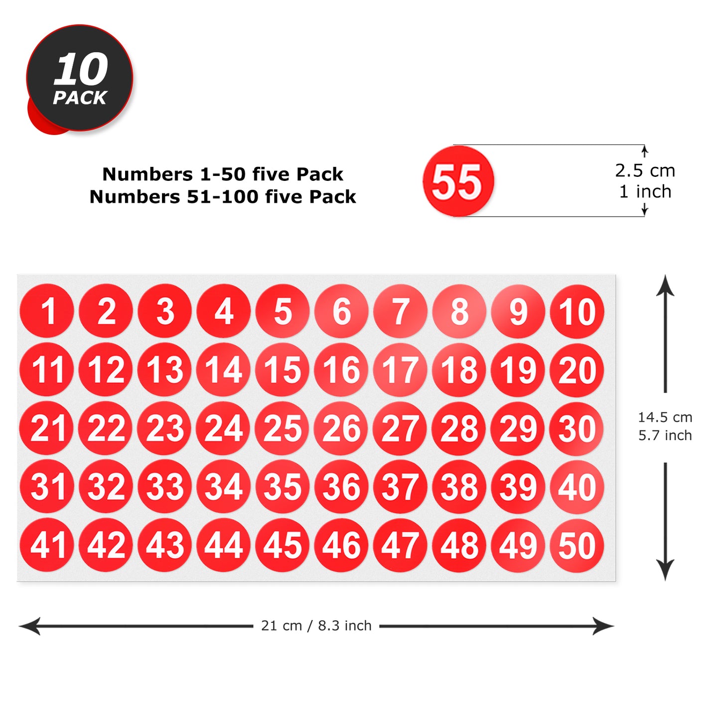 Consecutive Number 1 Inch 1-100 Vinyl Sticker
