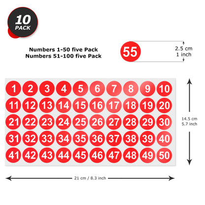 Consecutive Number 1 Inch 1-100 Vinyl Sticker