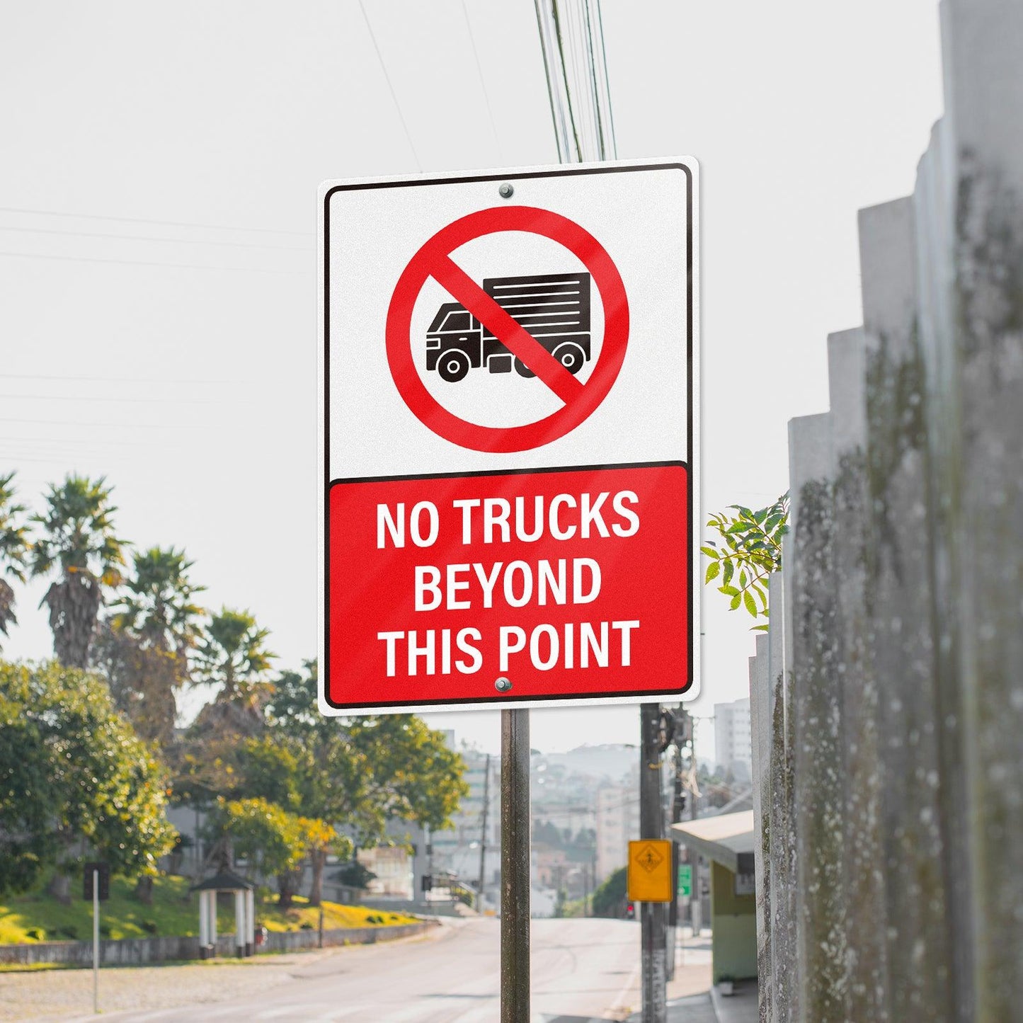 No Trucks Beyond This Point 10 x 14 Inch Aluminum Signs