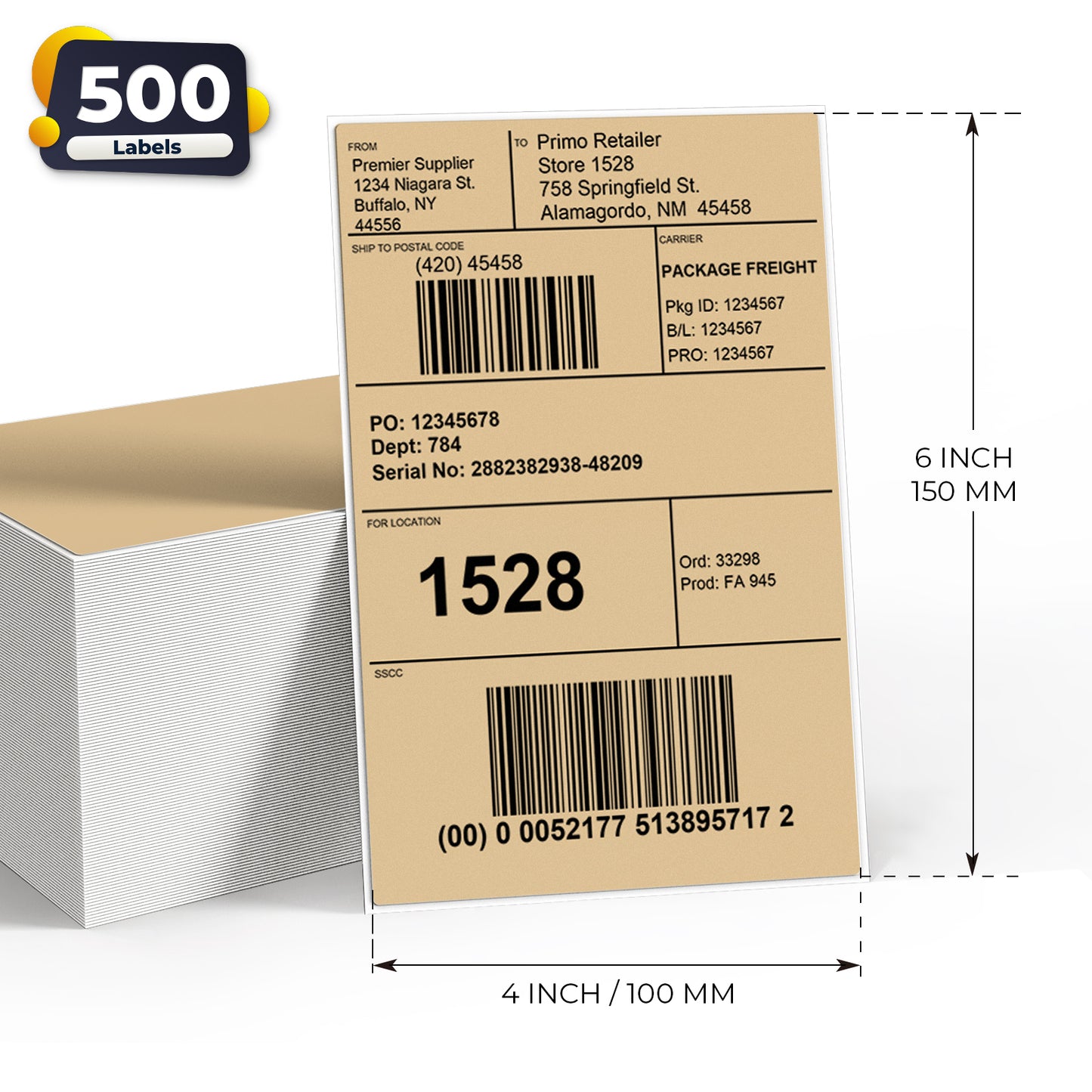 4 × 6 Inch Shipping Thermal Labels 500 PCS
