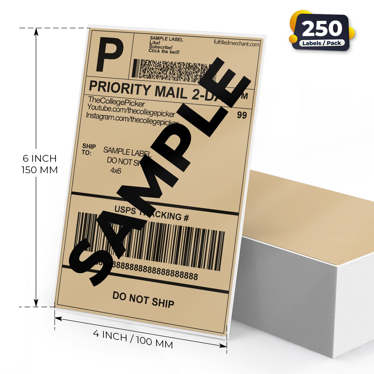4 × 6 Inch Shipping Thermal Labels 250 PCS